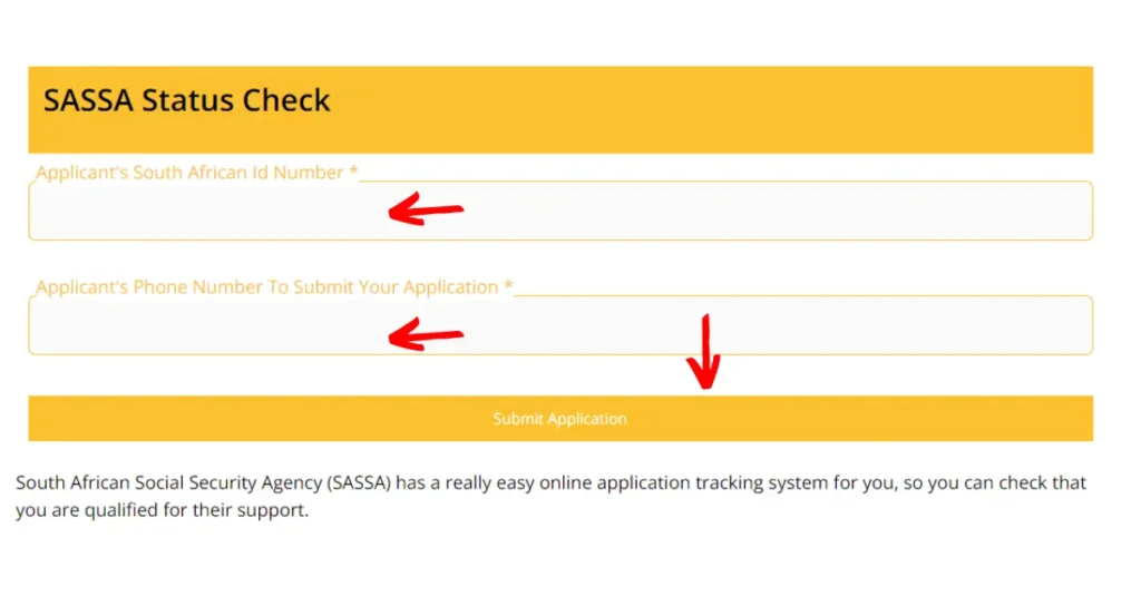 Enter your South African ID number and the phone number